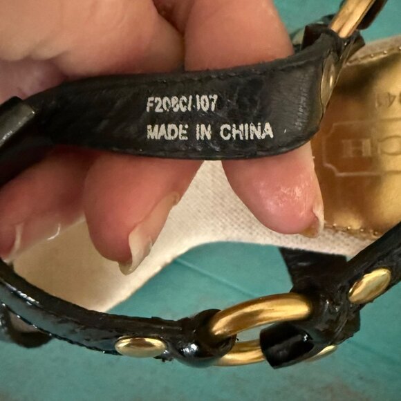 COACH Mercy Crinkle Patent Leather Wedge Sandals Sz 9 - Picture 12 of 13